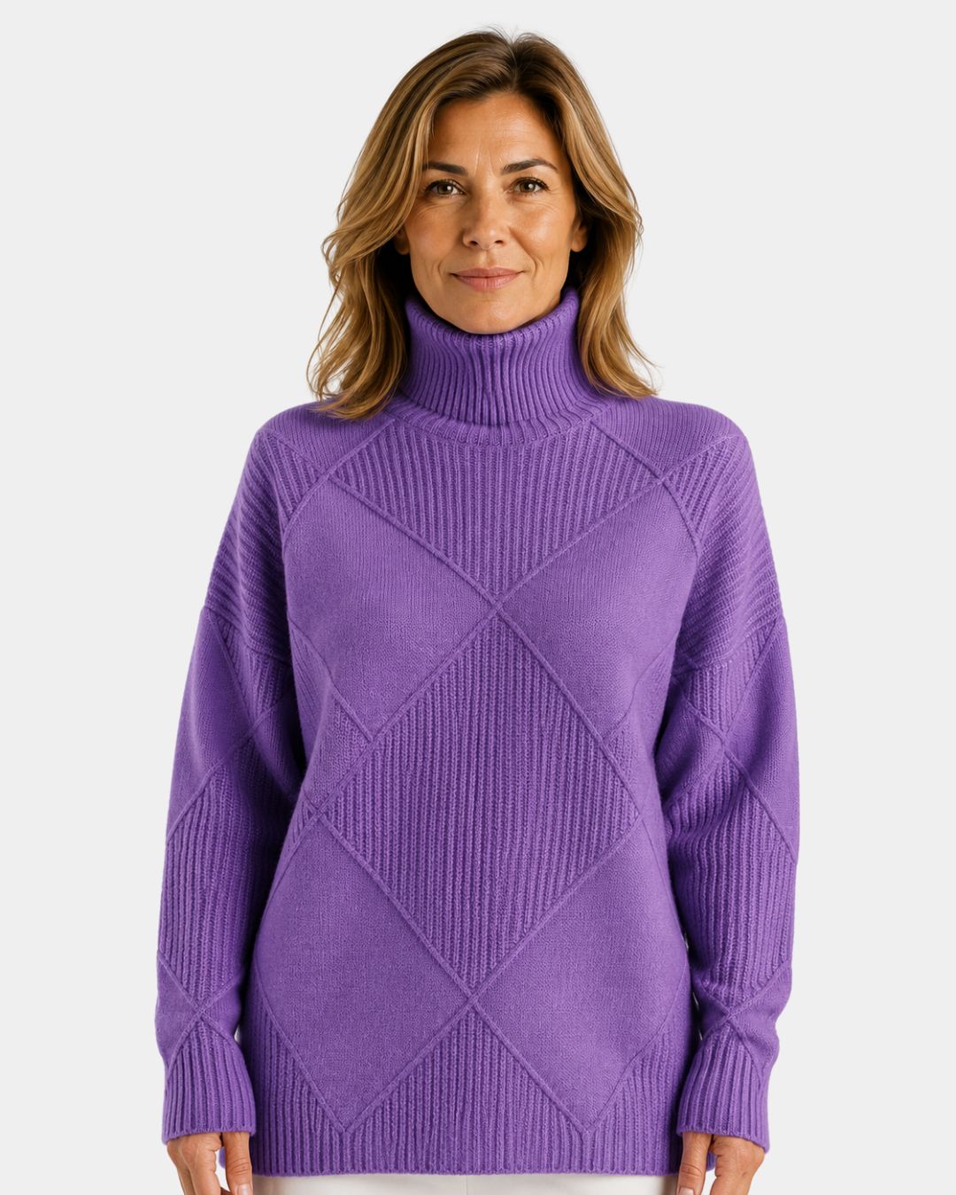 Élodie – pull à col montant – Rose