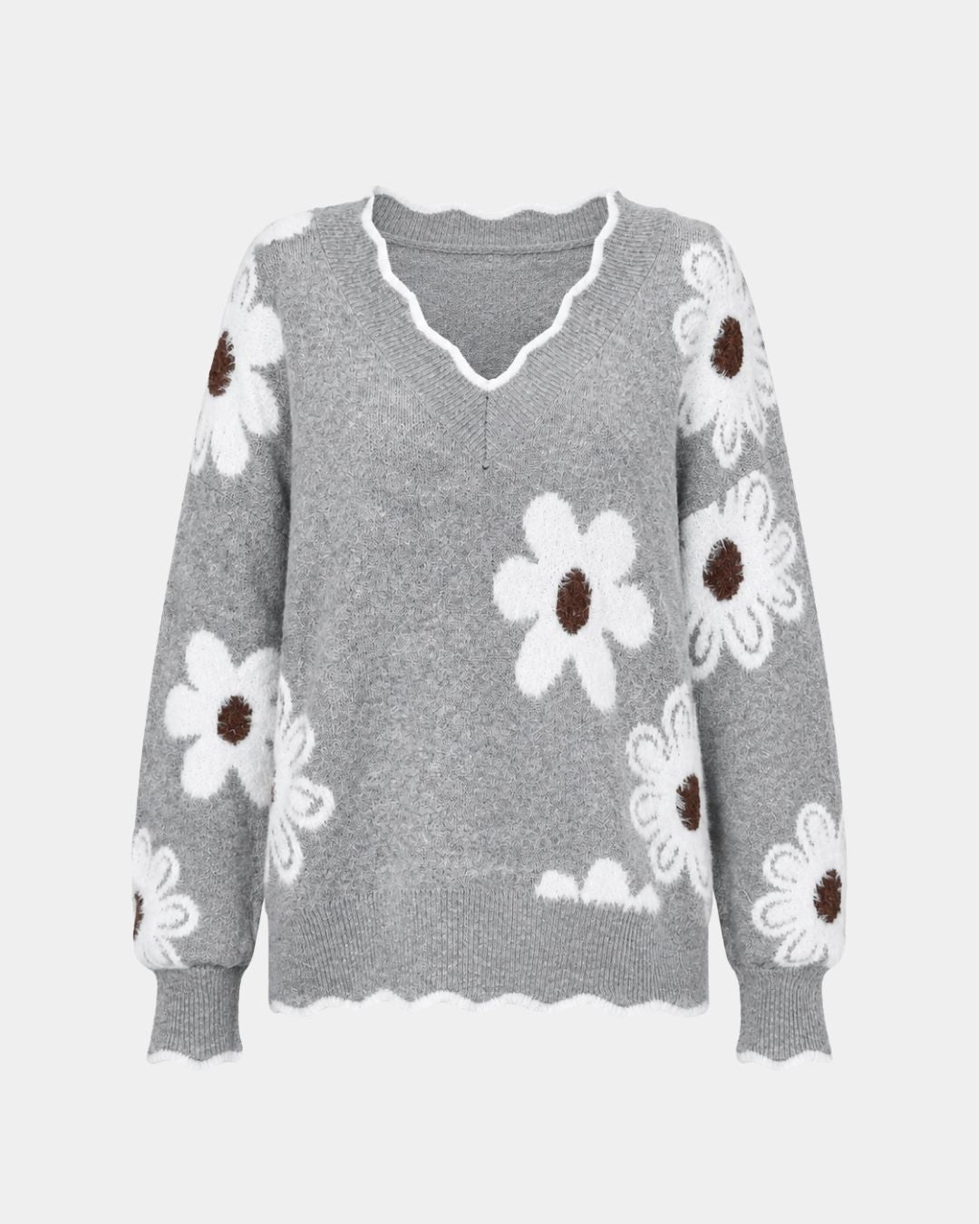 PAULA | TRICOT FLORAL ÉLÉGANT AVEC COL EN V