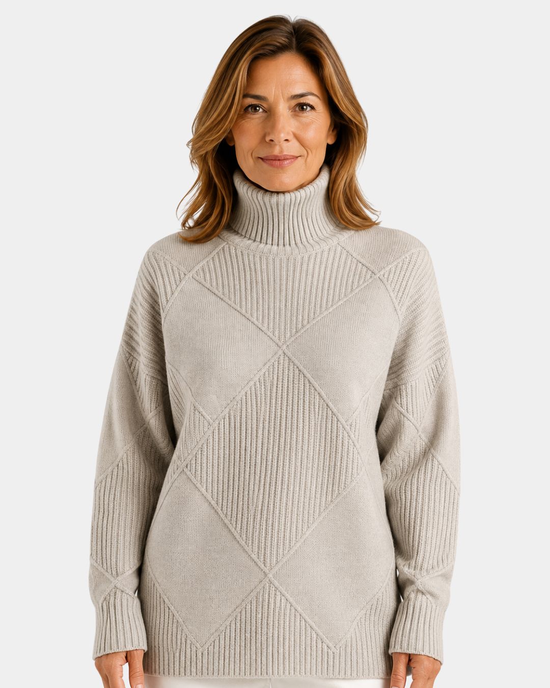 Élodie – pull à col montant – Rose