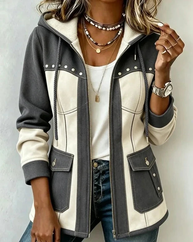 Camille™ | Veste à capuche style patchwork
