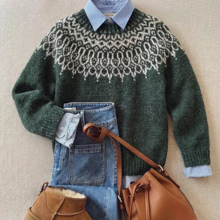 Pull norvégien vert Françoise